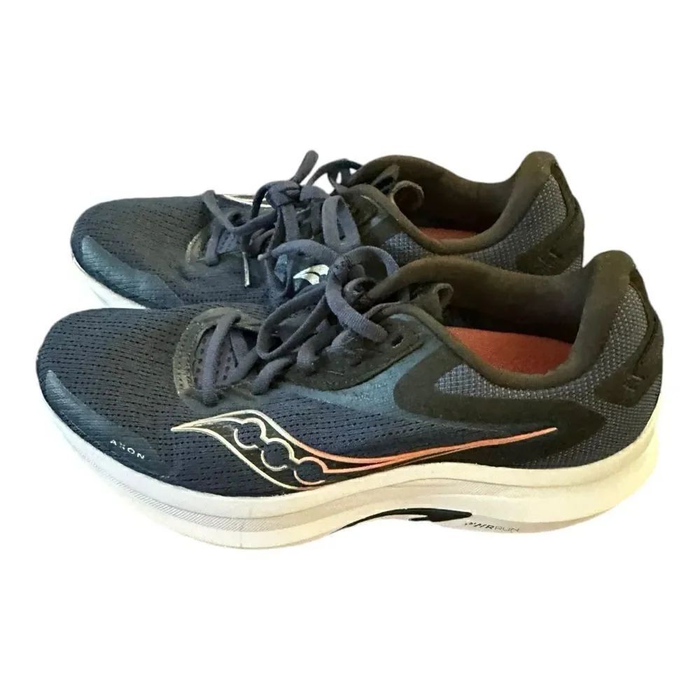 Saucony | Women's Axon 2 in Navy Silver Lace Up Running Walking Shoes | 9